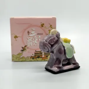 [Handmade Ceramic Horse Figurine Collection] Multi-Color Eastern Blessing Home Decor (Blooming Luck/Prosperity/Soaring/Emerald/Scarlet Ambition) Kiln-Changed Fortune Figurine for Living Room/Office/Gifts SpringStatements