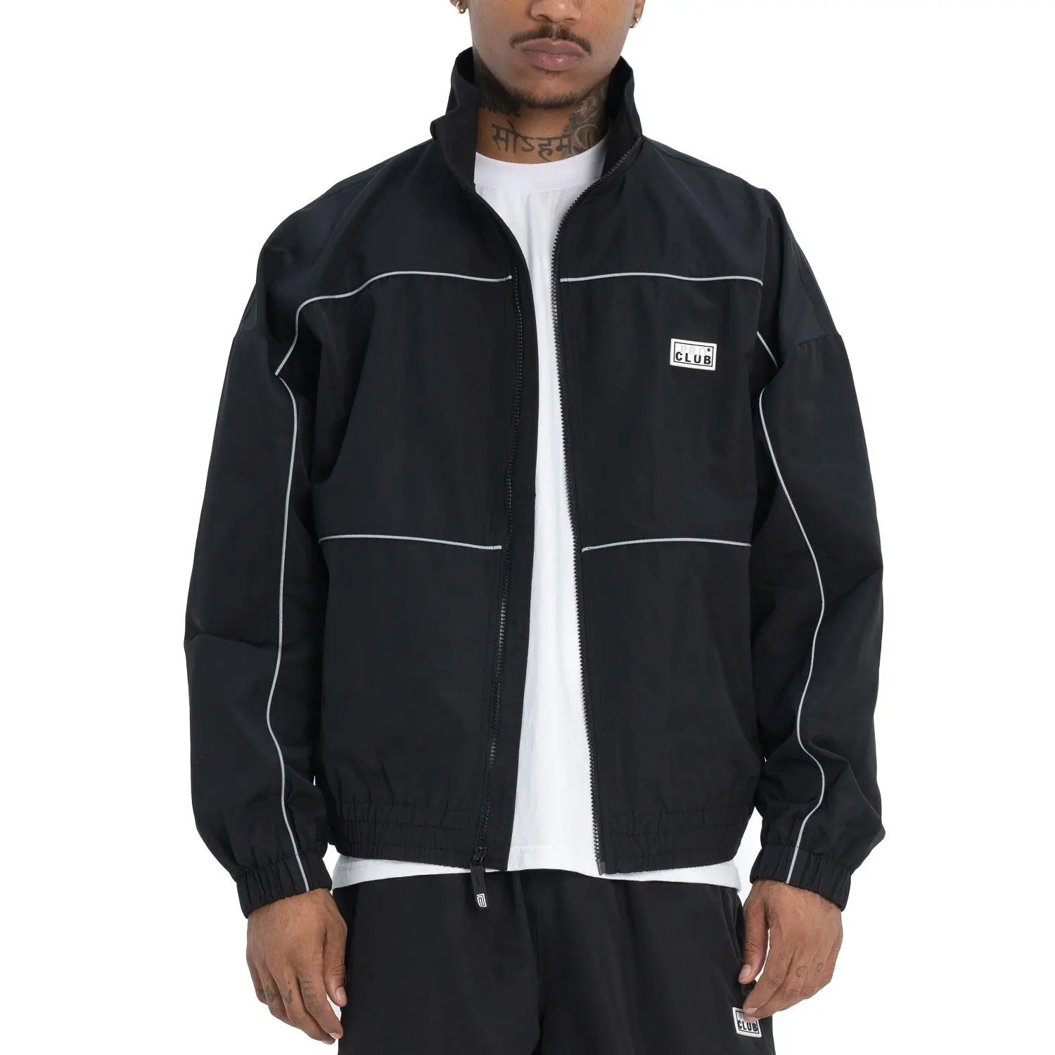 Pro Club Men's Thick Heavyweight Polyester Track Jacket - Classic Menswear Top, Durable Shell Coat, Loose-Fitting Relaxed Fit, Reflective, Zipper, Front Pockets, Athletic