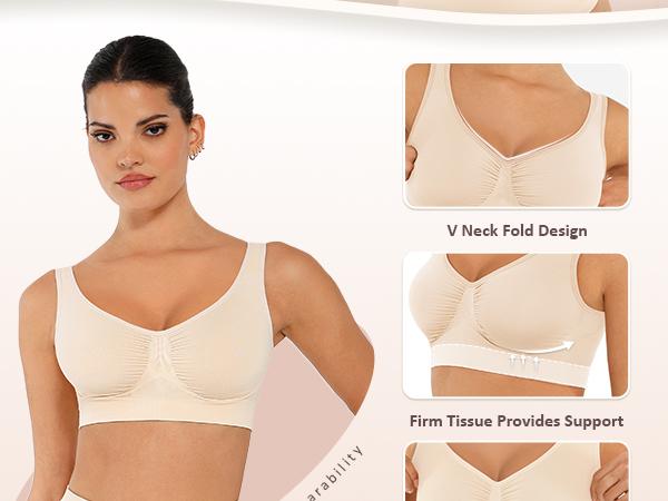 FeelinGirl #LiveStream Bras for Women No Underwire Seamless Light Push Up Bralette Full Coverage Comfy Everyday Bras Wide Straps Comfort Womenswear Everyday