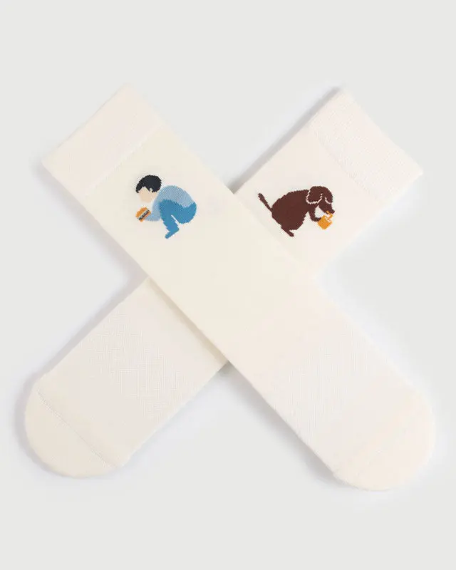 Semibold White Partner Burger Crew Socks