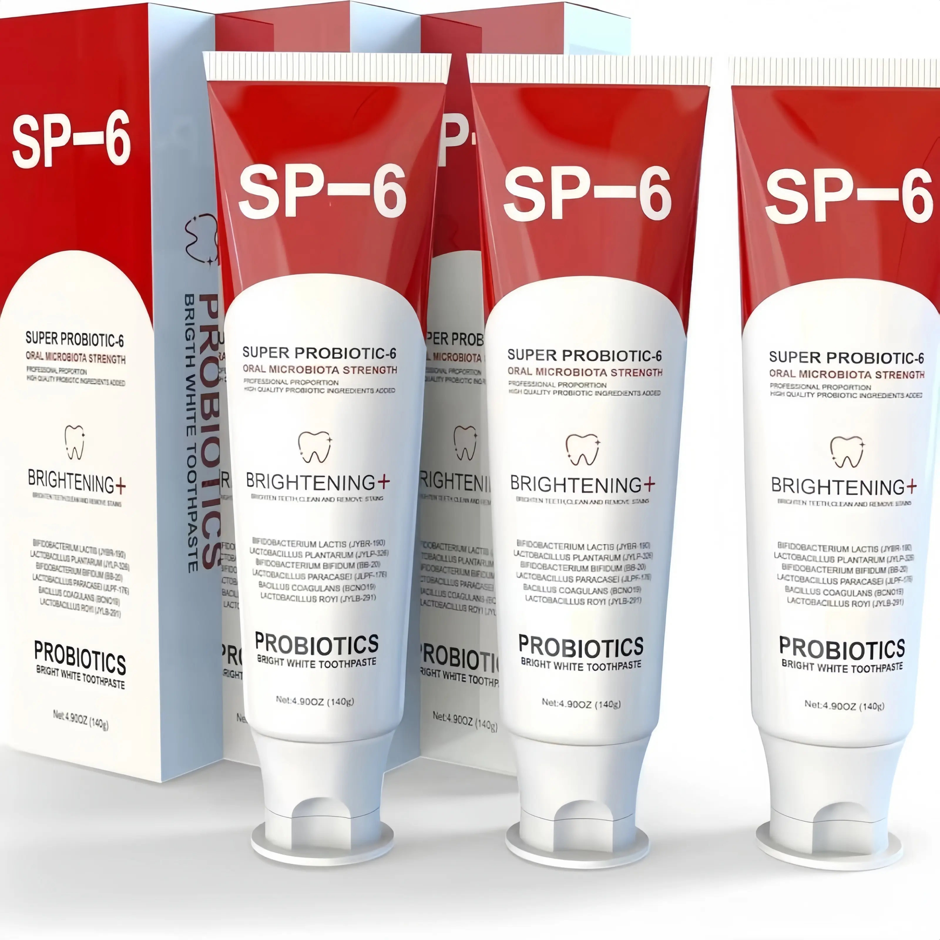 SP-6 Super Probiotic Toothpaste - Niacinamide-Enhanced Daily Gentle Oral Care, 6 Probiotics, Enamel-Safe, Fluoride-Free Fresh Mint for Teeth Whitening, Gum Health & Healthy Smiles