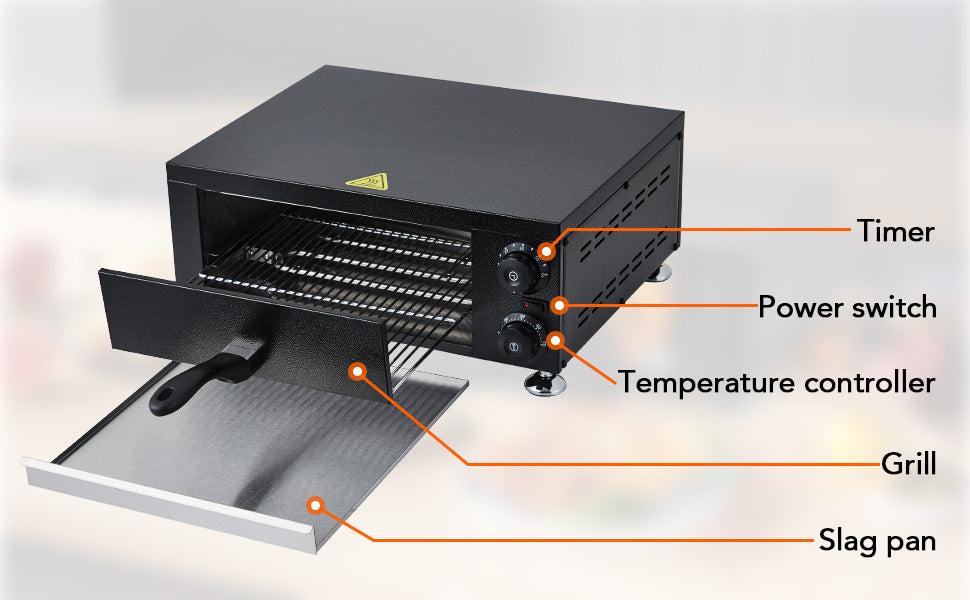 【GARVEE】Electric Pizza Oven, Countertop 12 Inch Pizza Maker with Timer and Adjustable Temperature, Stainless Steel Indoor Pizza Oven with Upper and Lower Uniform Heating Tubes