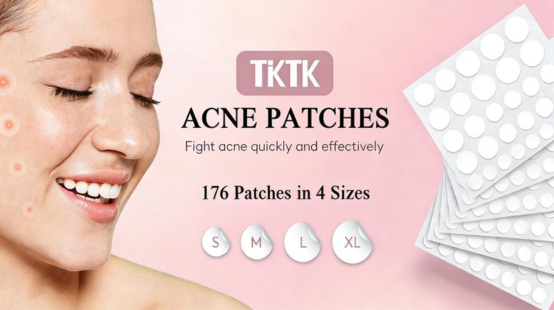 Acne Patch 176 Patches Oil-Free Hypoallergenic Overnight Repair Invisible Design XL Hydrocolloid Bandages for Full Face Forehead Back Body Skincare