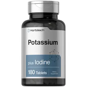 Horbäach Potassium Chloride Supplement | Plus Iodine | 180 Vegetarian Tablets | Non-GMO and Gluten Free