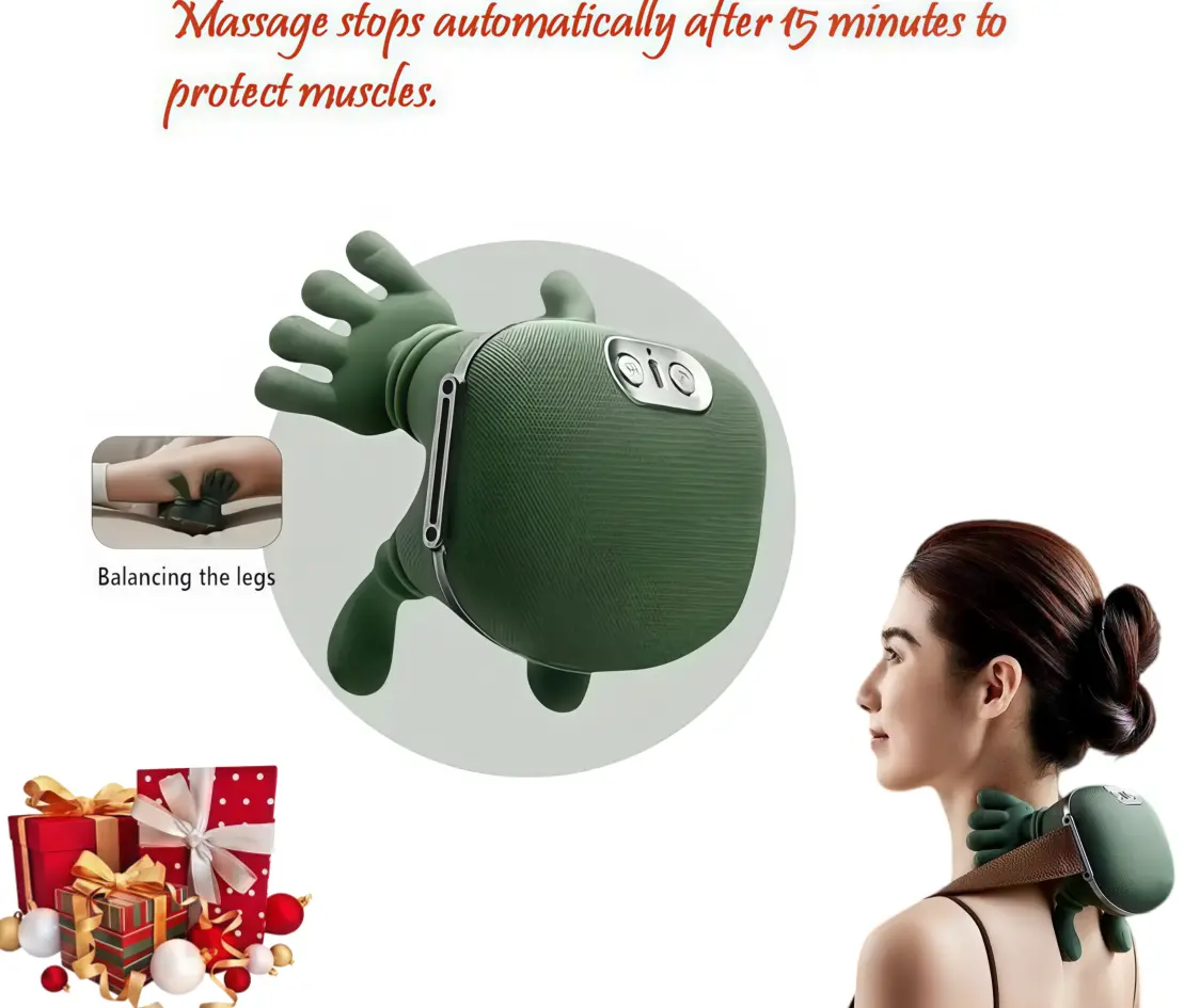 2026 Wireless Shoulder & Neck Massage Belt - Lightweight and Portable 3D Kneading Deep Tissue Massager with Bionic Hand Heating Function, Pain Relief, Acupressure, Home Use, Ideal Gift Choice (Sports & Outdoor Fitness)