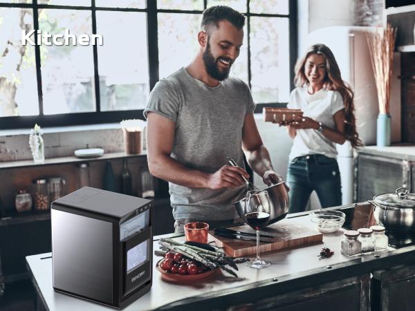 【 LIVE】EUHOMY：Nugget Ice Maker Countertop, 44Lbs/24H Pebble Ice Maker Machine, Self-Cleaning Pellet Ice Machine with Ice Scoop&basket, Sonic Countertop Ice Machine for Home/Kitchen/Office(Black)