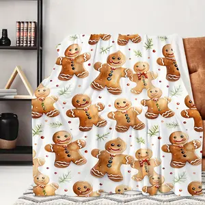 Gingerbread Christmas Blanket - Soft Flannel Throw for Couch/Bed, Cozy Holiday Gift for Kids, Family Decor & Travel Essential