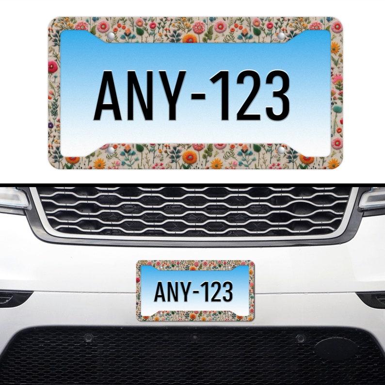 Tiny Wildflower License Plate Frame Boho, Floral Car Decor Accessories for Women