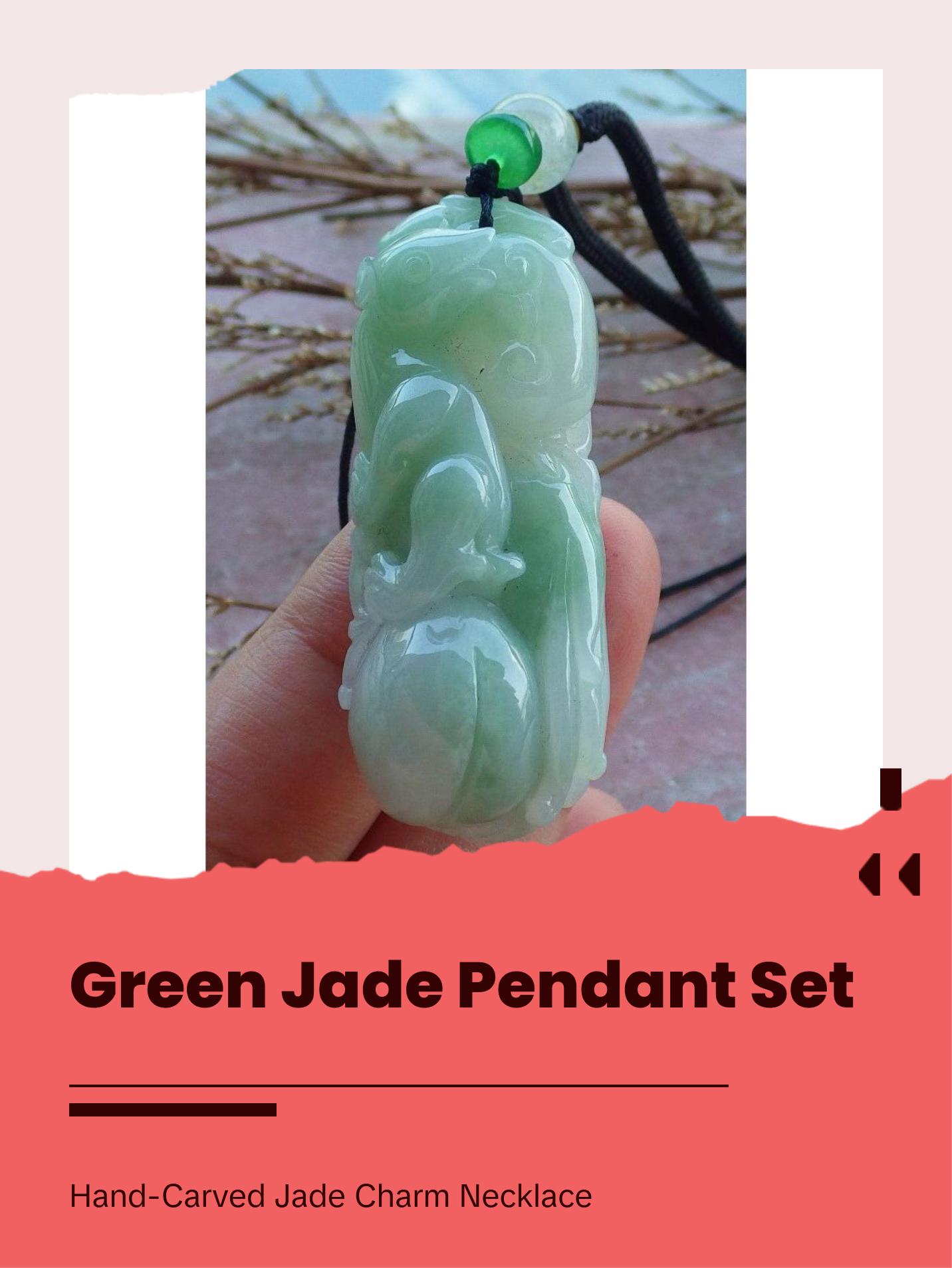 Certified Hand Carved Green Natural Myanmar Burma A Jade jadeite Mouse Rat Ruyi Pendant Necklace