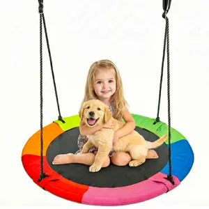 Rainbow Saucer Swing Heavy Duty Rope Round Swing for Kids Toddlers Safe Indoor and Outdoor Play