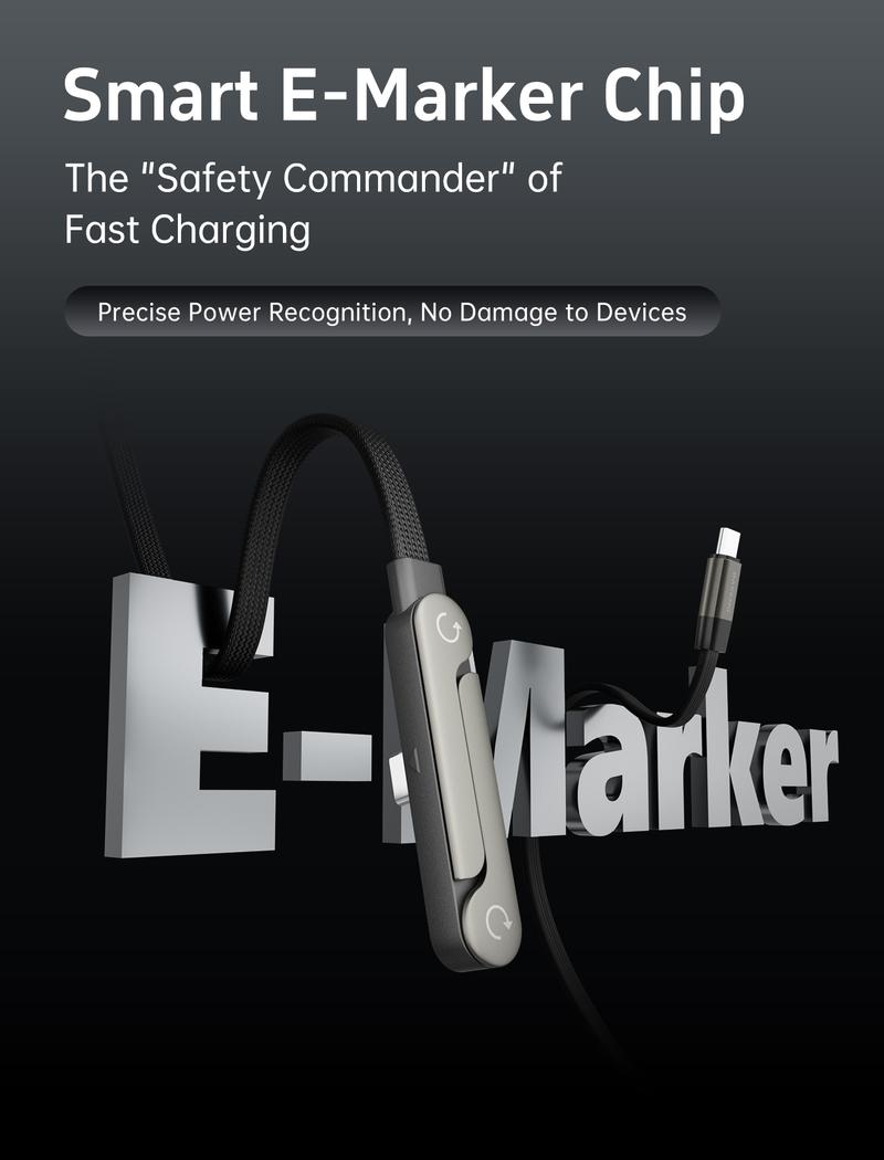 Basemo 240W Super Fast Charging Cable with Stand for iPhone Samsung Type-C Compatible Gaming Office Car Travel Black Cellphone Smartphone Mount Lightning