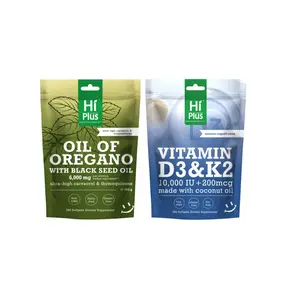 HiPlus Immune & Bone Support Bundle: Oil of Oregano (6000mg) with Black Seed Oil & Vitamin D3 (10,000 IU) + K2 (MK-7) with Coconut Oil - 2-in-1 Dual Action Wellness Kit - 300+300 Softgels