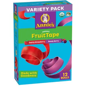 Annie's Organic Fruit Tape, Swirly Strawberry and Bendy Berry, Gluten Free, Variety Pack, 12 Rolls, 9 oz