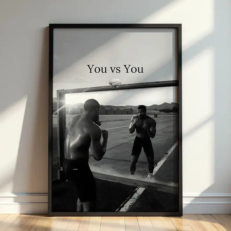 #1 Poster You vs You , Black and White Boxing Wall Art, Motivational Fitness Print, Discipline Mindset Decor, Gym and Office Gift for Athletes (unframed) sohochic