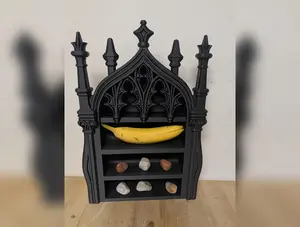 Ornate Gothic Arched Wall Shelf – 3D Printed Dark Decor
