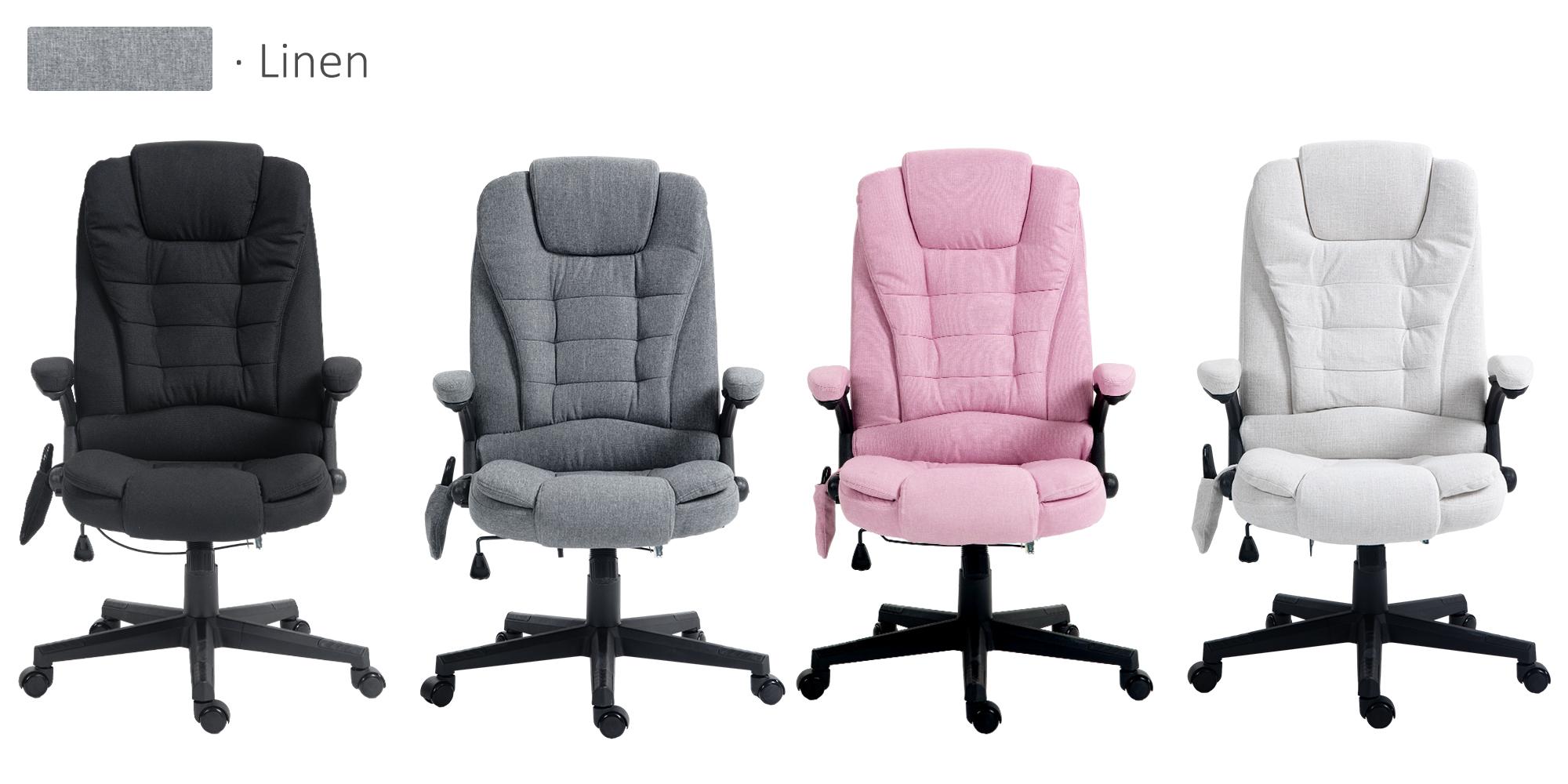 HOMCOM 6 Point Vibrating Massage Office Chair with Heat, High Back Executive Office Chair with Reclining Backrest, Padded Armrests, Swivel Wheels, Computer Desk Chair with Remote Control