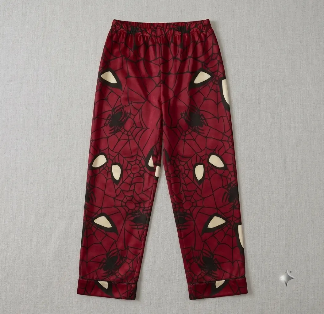 Red Spider Web Pajama Pants, Lounge Bottoms, Soft Sleep Pants for Men & Women, Comfy Pajamas Gift