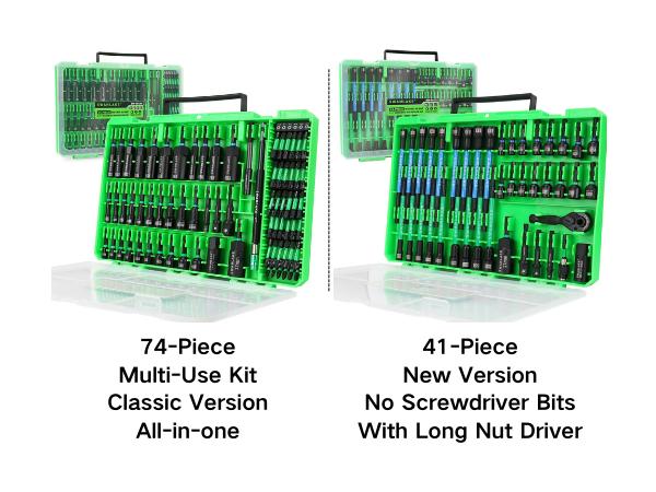 Magnetic Nut Driver Set for Impact Drill Metric & SAE, 74 or 41 Piece, Impact Socket Adapter, Power Bits with Magnetic Holder, Wing Nut Driver, Universal Socket, 1/4'' Quick-change Bit Extension, Christmas Gift