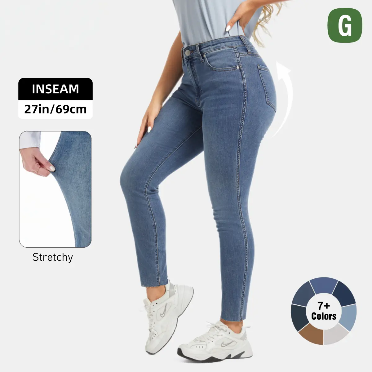 Women's Skinny Fit High Stretchy High Rise Genuwii Jeans, Lady Basic Minimalist Comfortable Woman Denim Bottom, Butt Lifting Tummy Control Curve Hugging Regular Size BBL, Fashion Daily Outfits, Back To School Outifts, Clothes For Back To School