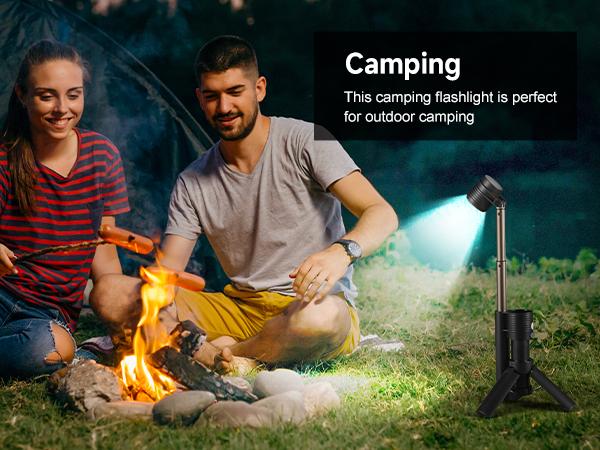 AsFrost Flashlight Mini Camping Lights, 180° Magnetic LED Flip with Tripod, Power Bank, Dual Color Modes, Waterproof, 8-Light Mode, 4500mAh Rechargeable Hiking Flashlight for Camping, Desk, or Emergency Use, Gift for Men Women Outdoor Enthusiasts