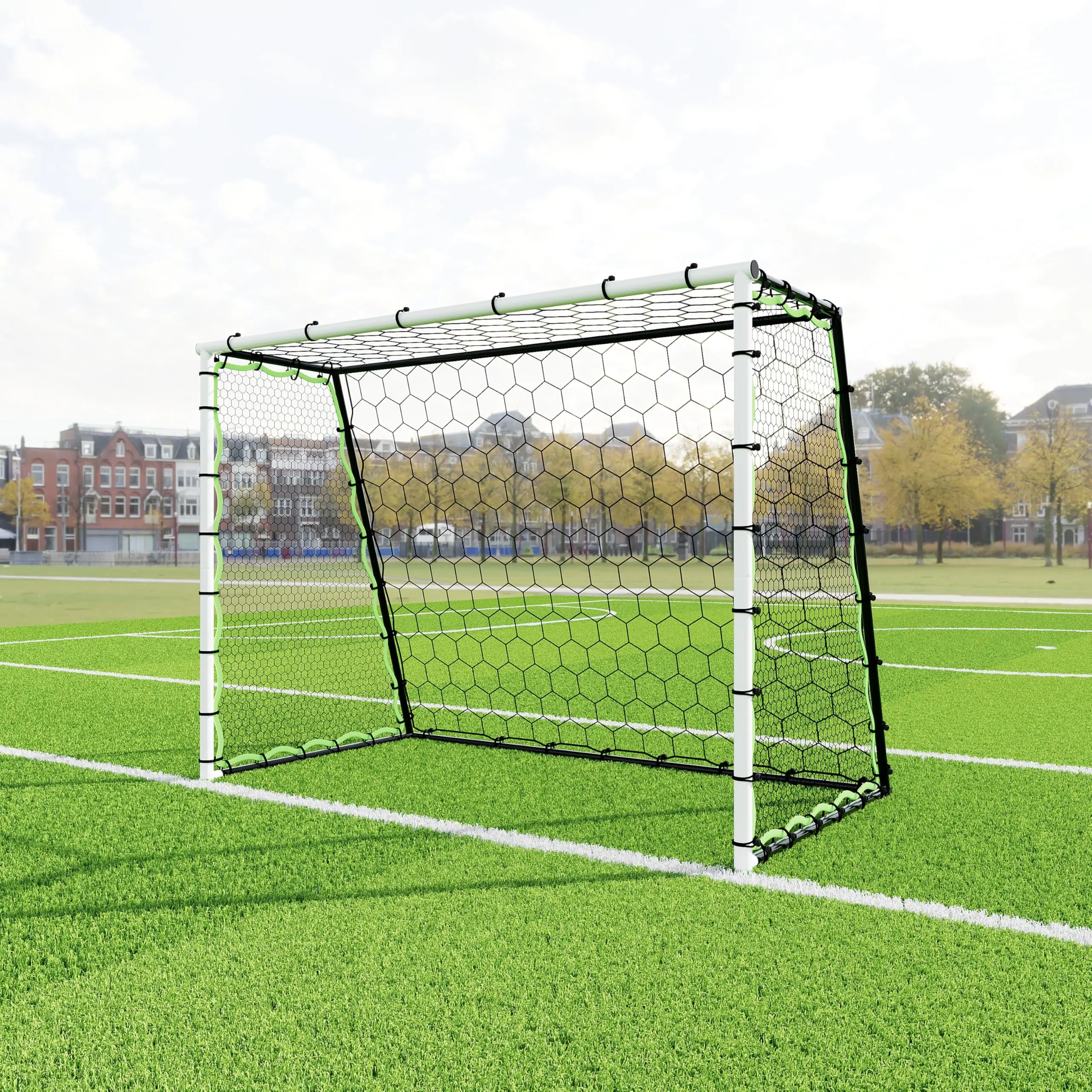 Durable Metal Soccer Goals Set for Backyard - 6x4 FT, Set of 2 with Net, Ball, Cones, Pump, Stakes & Carry Bag - Ideal for Outdoor Training, Practice, Competitive Play Durable Metal Soccer Goals Set for Backyard