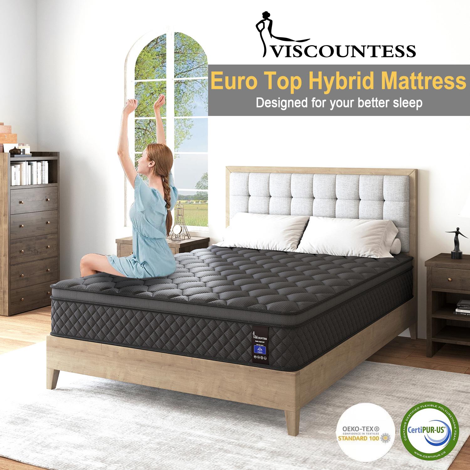 Luxury Gel Memory Foam Hybrid 5 Zone Pocket Spring Mattress In A Box Medium Firm Twin Full Queen King 10" 12" 14" For Motion Isolation Edge Support