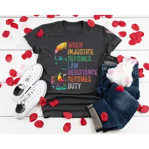 Notorious RBG T-Shirt - Black Casual Cotton Fabric with Colorful Design & "Resistance" Text for Men's Soft Outfit Funny Graphic Tees Breathable