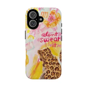 Don't Sweat it Phone Case, Leopard, Gift for  fans, Aesthetic Vintage God Tough Phone Case, Flower, Wildfloral,suitable for iPhone 17, 16, 15, 14, 13, 12, 11 and other series models. It can be given as a gift to friends or family.