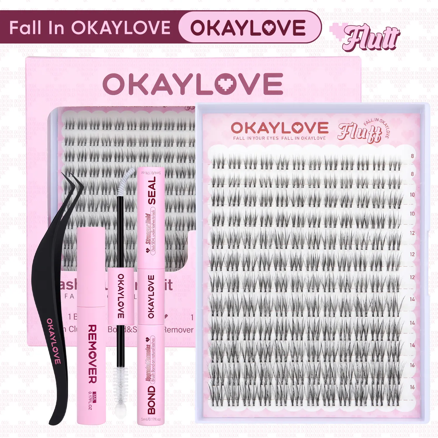 OKAYLOVE Invisible Band Lash Clusters Kit, 8-16MM Natural Wispy Cluster Lashes with 1-2 Weeks Long-lasting Lash Bond and Seal, Tweezers and Remover DIY at Home Easily for Natural  Clean Girls Makeup Gifts DealsForYouDays