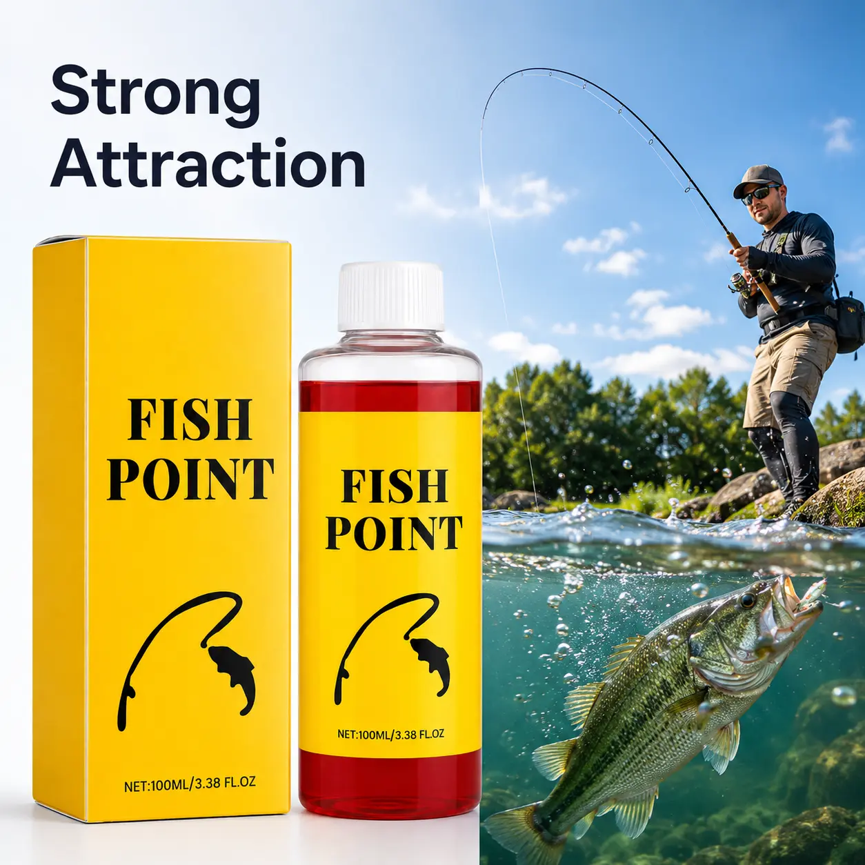 Concentrated Fish Attractant Liquid – Fast-Acting Red Worm Bait Additive for Freshwater Fishing, Enhances Scent & Improves Bite Response (100ml)