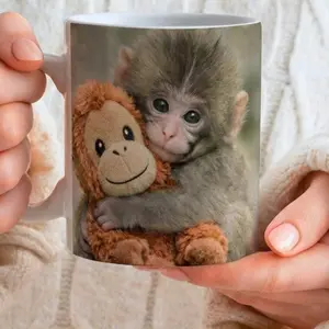 [Sale Up To 50%] Punch The Monkey Ceramic Mug, Viral Panchi-kun Japanese Macaque Cup, Emotional Support Animal Lover Gift, Hang In There Encouragement Mug, 11oz & 15oz ceramic mug