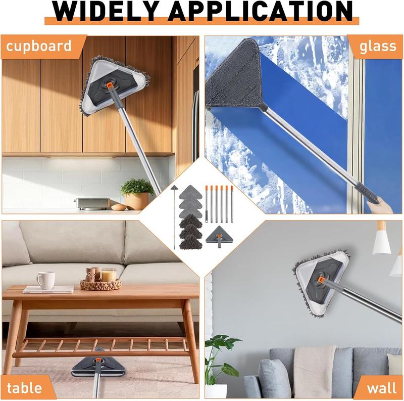 Wall Cleaning Mop with 81 Inch Long Handle Wall Washer Cleaner Tool for Walls Ceiling Fans Dust Baseboards Floors Ceiling Duster with 6 Replacement Pads roll  mops