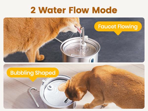 oneisall Cat Water Fountain with 3 Replacement Filters,304 Stainless Steel,  2L/67oz Automatic Water Fountain for Cats , Visual Water Level Window with LED,Gift for Pet