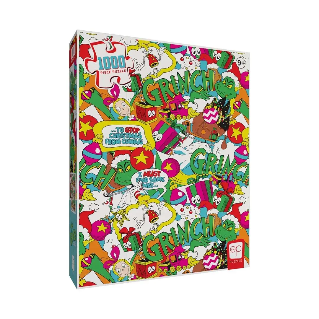 USAopoly The Grinch Poppin 1000-Piece Jigsaw Puzzle - Fun, Colorful Holiday Artwork for Indoor Toys & Hobbies Collectible Game