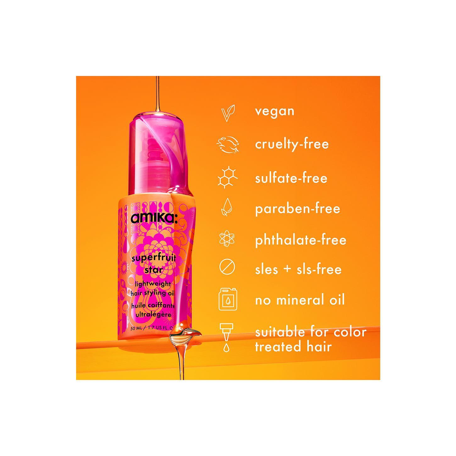 amika Superfruit Star Light Weight Hair Styling Oil amika Superfruit Star Light Weight Hair Styling Oil