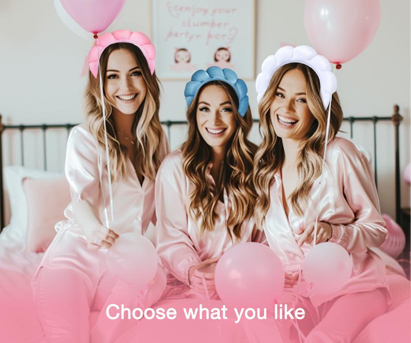 GOOGOO Bubble Skincare Headbands with Face Wash Wristbands for Women and Teen Girl, Spa Headband and Wristband Set,for Makeup and Skin Care