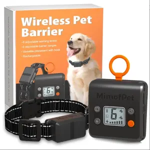 MIMOFPET Wireless Dog Barrier Rechargeable Indoor Electric Fence System with 6 Adjustable Range Radii up to 7 ft & 6 Safe Static Intensities for Pet Safety（Black）