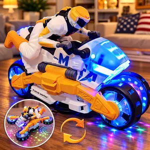 360° Rotating Transforming Motorcycle Toy for Kids,Toddler,Auto Driving Robot Motorcycle with LED Lights & Music, Electric Light Up Toy Car, Cool Robot Toy for Boys Girls Age 3-8, TikTok Viral Kids Toy, Perfect Birthday Christmas Gift