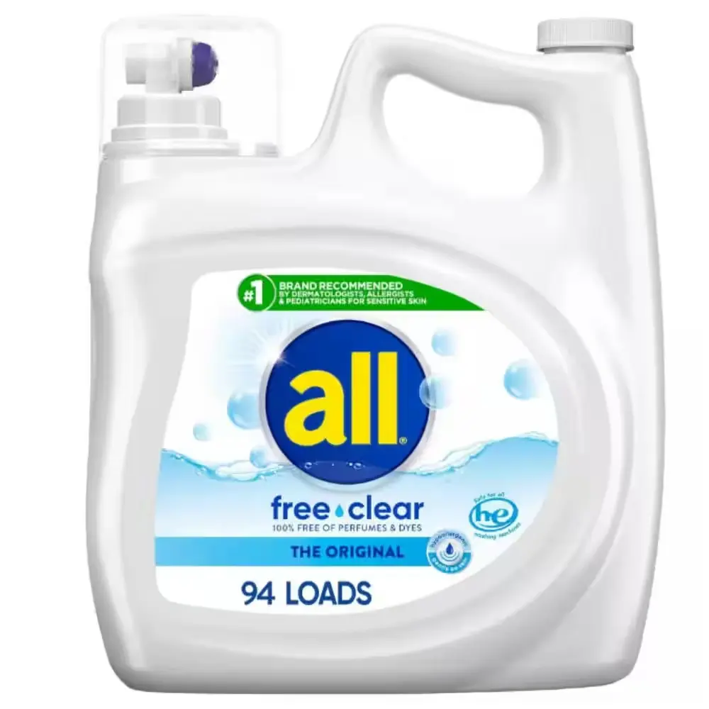 All Free Clear Liquid Laundry Detergent for Sensitive Skin 94 Loads 141 fl oz Unscented Gentle Cleaning