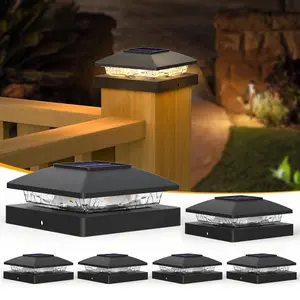 6PCS Solar Deck Lights for 4x4 Posts Warm White LED Fence Post Cap Lights Waterproof Outdoor Solar Lights for Garden Pathway Gate Pillar Decor