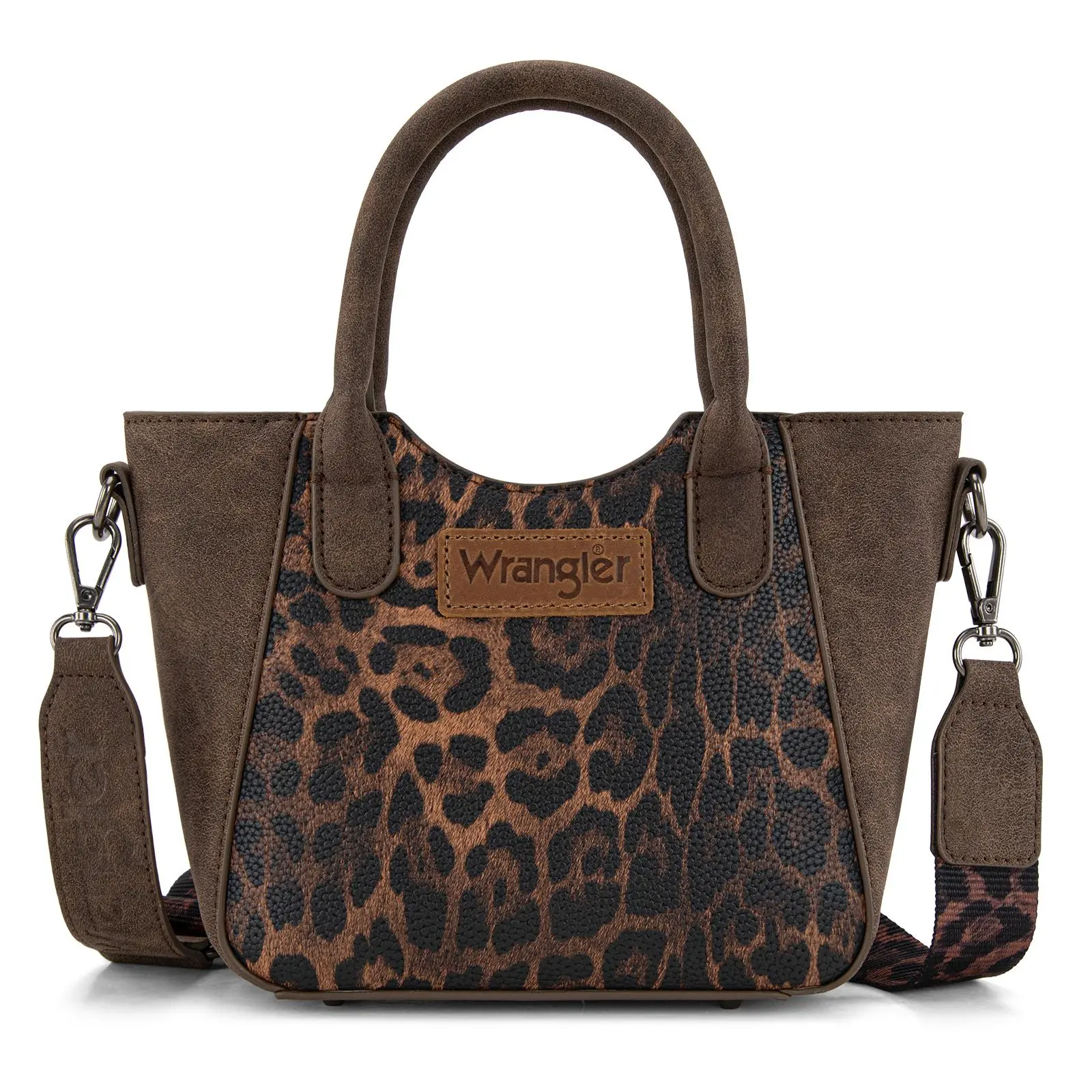 Wrangler Leopard Print Small Tote Crossbody Bag for Women Everyday Use with Adjustable Strap and Stylish Design cross  body
