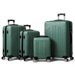 4 Piece Luggage Set, ABS Hard Shell Suitcase Luggage Sets Double Wheels with TSA Lock, Vintage Green