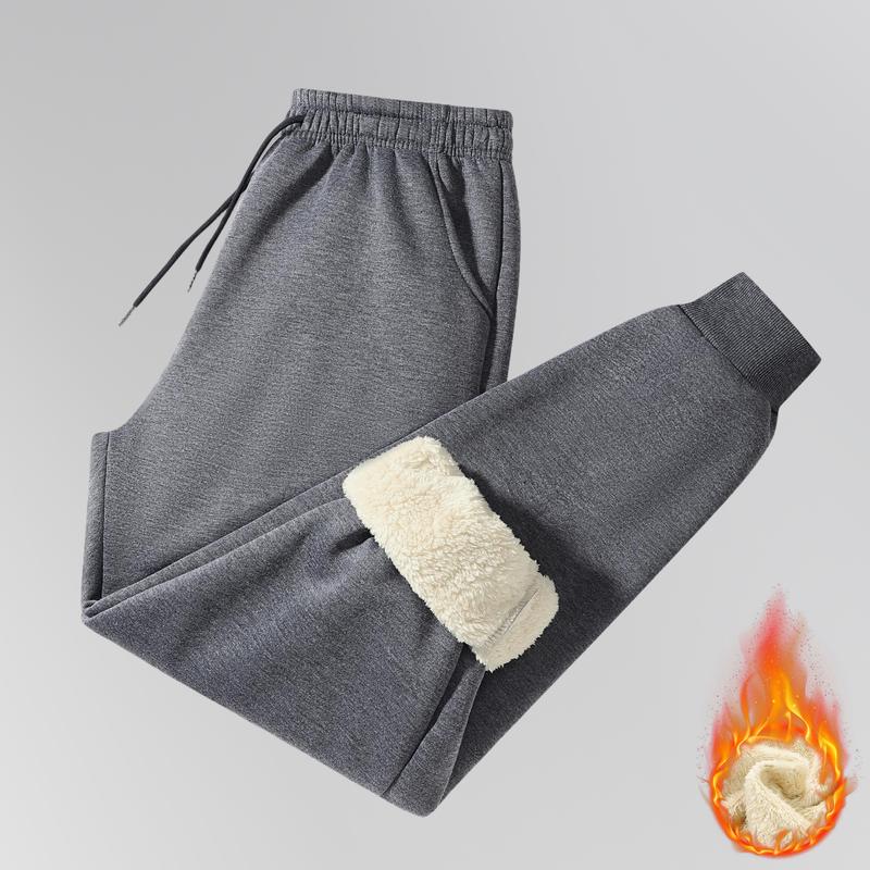 Men's Solid Color Drawstring Waist Joggers Winter Fleece Lined Thick Pocket Casual Trousers, Men's Solid Color Drawstring Fleece Pants, Thick Pockets, Casual Trousers, Men's Warm Drawstring Pants, Stylish Minimalist Zipper Warm Pants