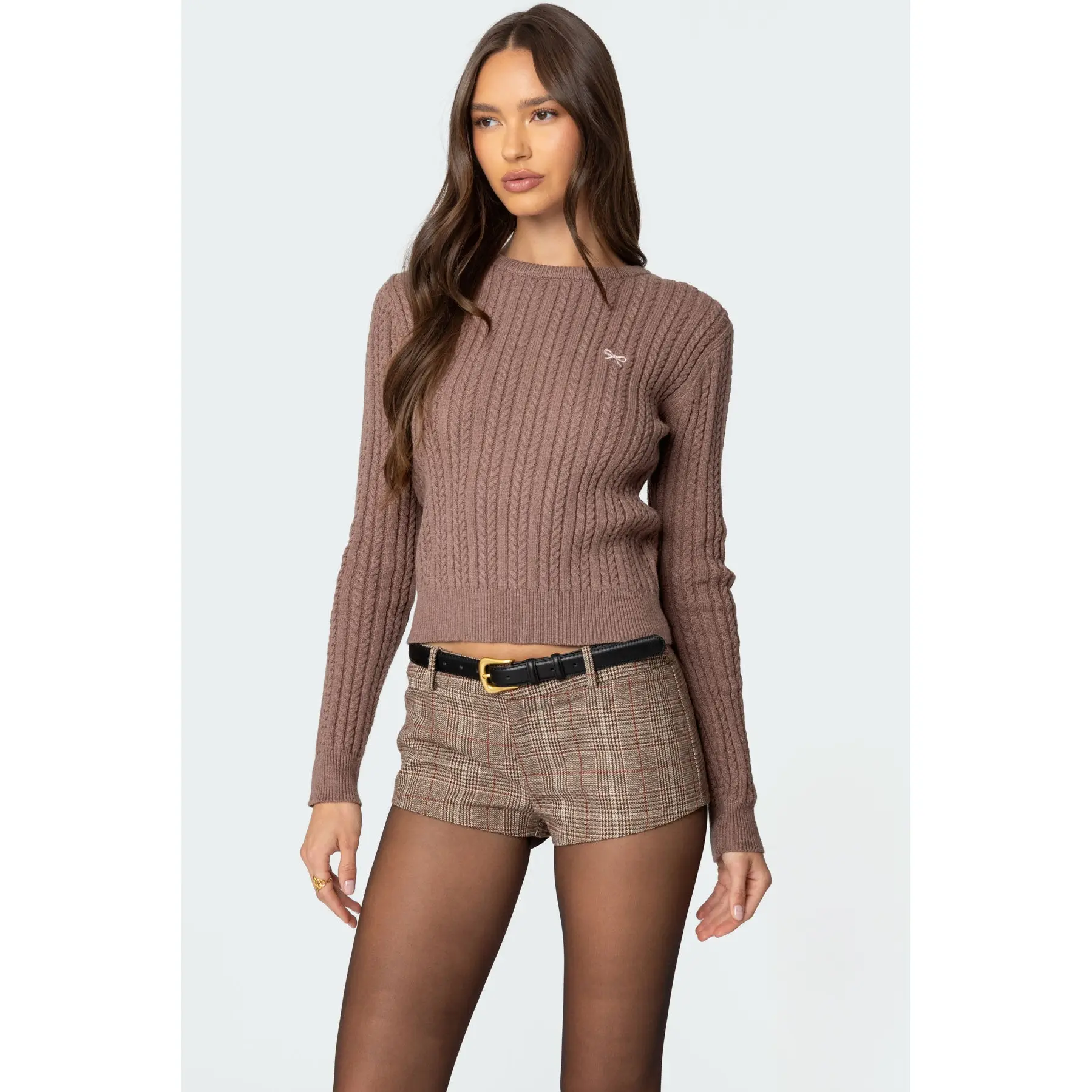 Beverly Bow Cable Knit Sweater