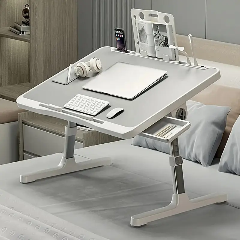 Laptop Bed Desk with USB Ports, Fan & Light | Adjustable Portable Lap Desk with Storage Drawer | for Reading, Writing, Eating on Bed/Couch | Ideal Gift