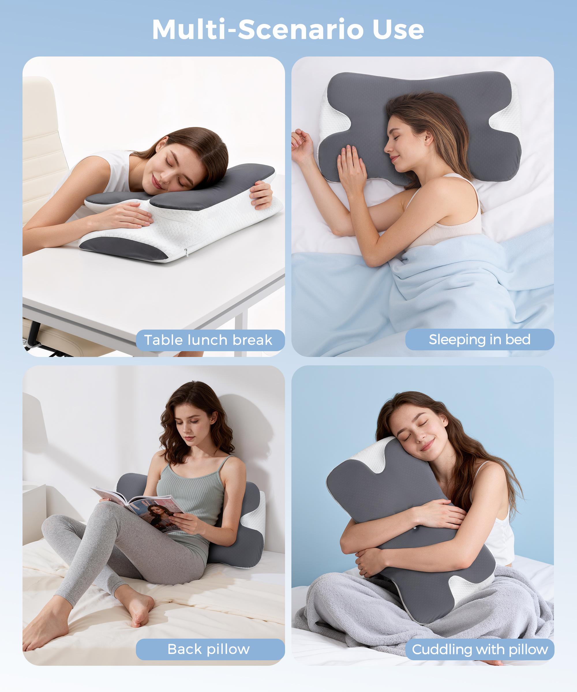 VIPfree Cooling Memory Neck Pillow, Adjustable Ergonomic Memory Foam Neck Pillows, Cervical Support VIPfree Cooling Memory Neck Pillow, Adjustable Ergonomic Memory Foam Neck Pillows, Cervical Support