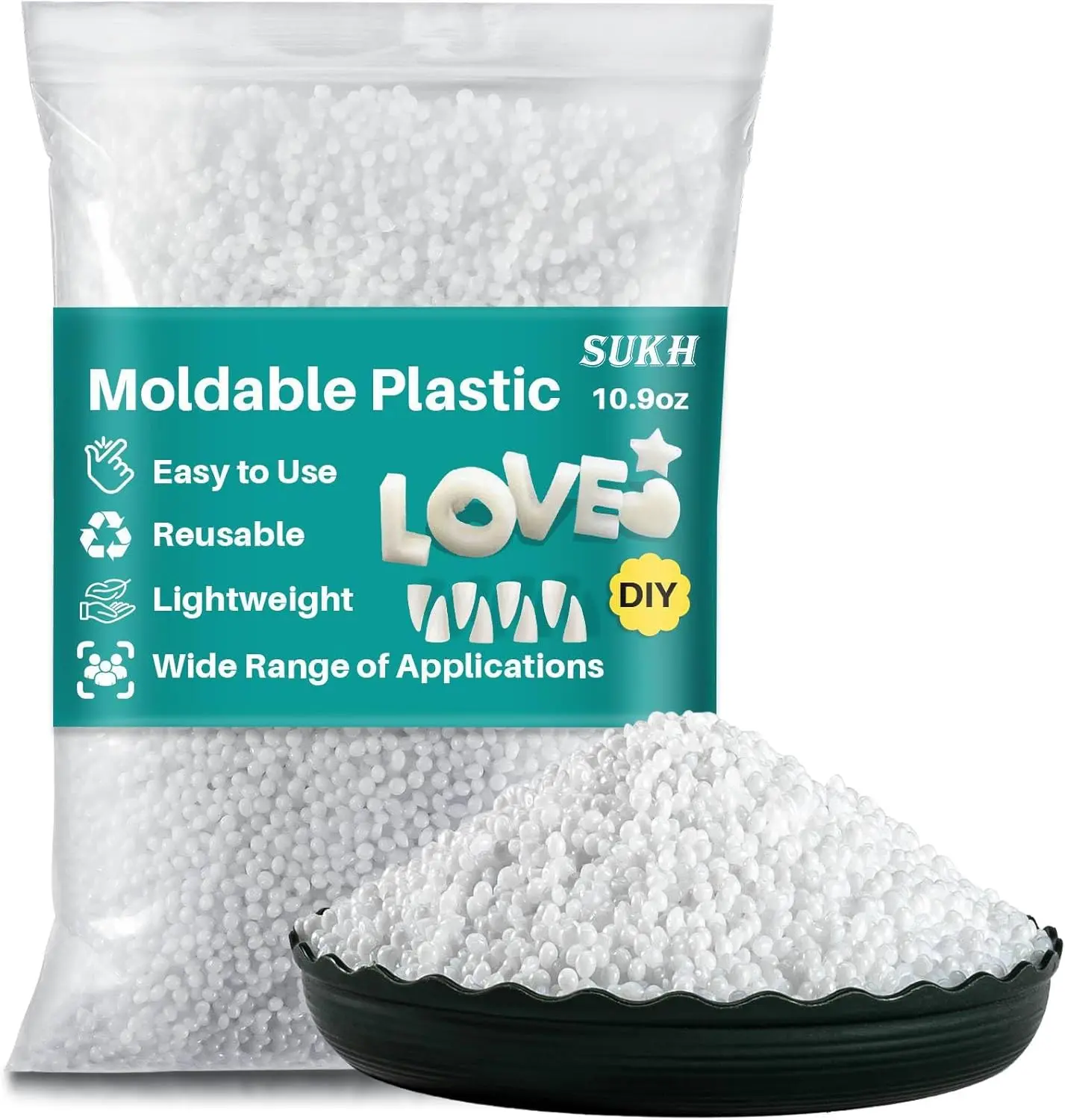 310G Moldable Thermoplastic Pellets - Reusable Meltable Thermal Beads for Halloween Vampire Teeth Fangs, Crafts, Temporary Repairs & Modeling (Oral Care & DIY Supplies), Cosplay, Meltable Reusable Thermal Beads, Polymorph, Heat Melt, Moldable Plastic