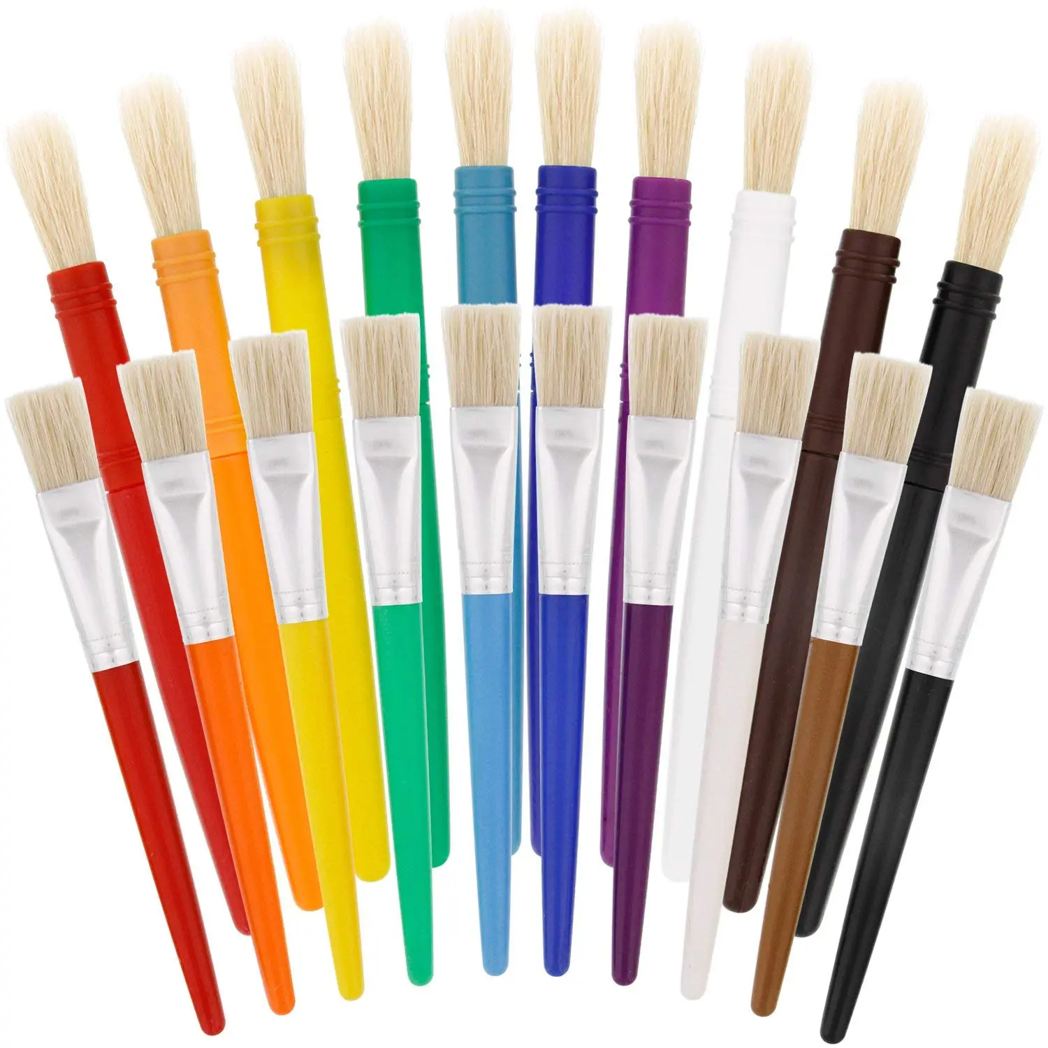 U.S. Art Supply 20-Piece Assorted Hog Bristle Brush Set - Large Thick Paint Brushes, Classroom Paint Brushes for Crafts, Tempera & Acrylic Painting, Ideal for Beginners & Students c