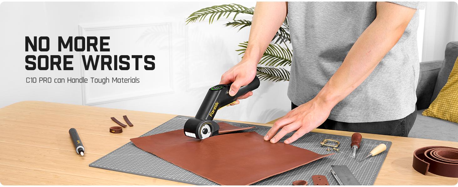 Fanttik R200 Pro BowGuide Electric Cardboard Cutter, Cordless Scissors with LED Display, 2-Speed Adjustable, Rechargeable Powerful Rotary Box Cutter with 2 Blades for Fabric, Carpet, Leather, Cardboard