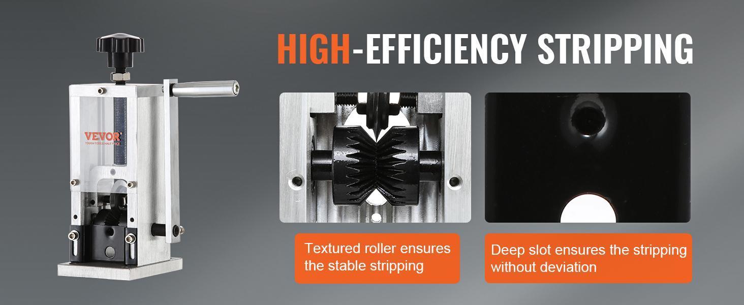 VEVOR Wire Stripping Machine,Wire Stripper with Hand Crank or Drill Powered,0.06''-0.98'' Copper Wire Stripper,Visible Stripping Depth Reference,Portable Aluminum Frame Wire Peeler
